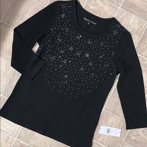 Rebecca Malone Black Studded Top